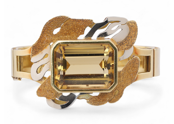 Vintage Statement 40.0ct Citrine Set Bangle