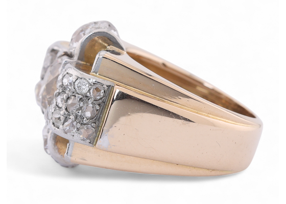 French Diamond Set Tank Ring