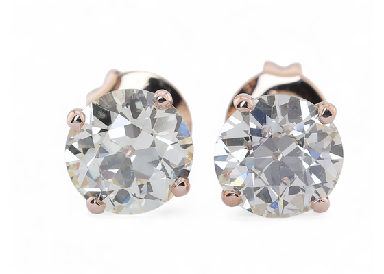 vintage old European cut diamond stud earrings