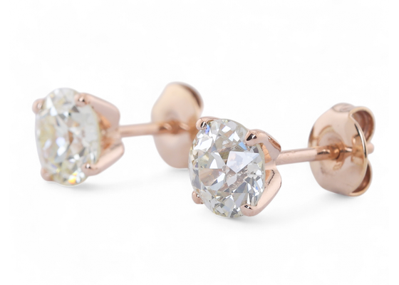 vintage old European cut diamond stud earrings