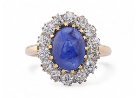 Sapphire and Diamond Cluster Ring