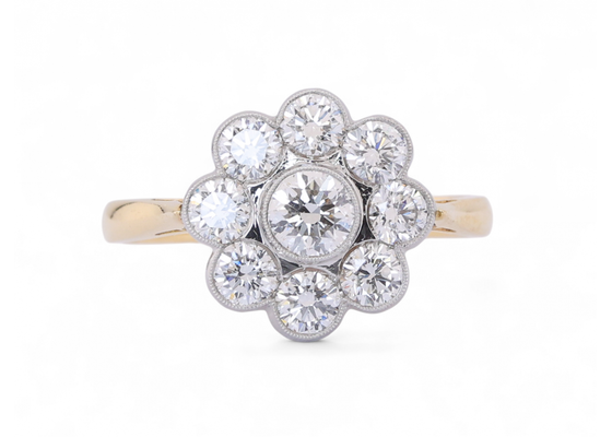 Diamond daisy cluster ring