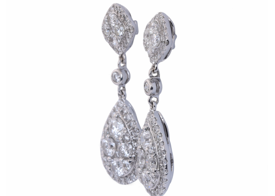 Diamond cluster drop earrings