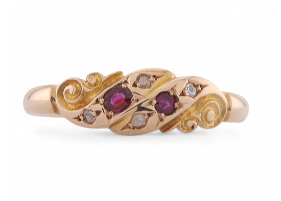 1897 Ruby And Diamond Gypsy Ring In 15kt Yellow Gold