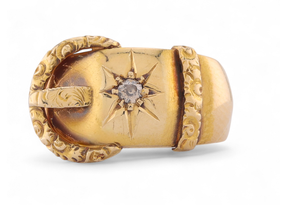 1907 Diamond Set Buckle Ring In 18kt Yellow Gold