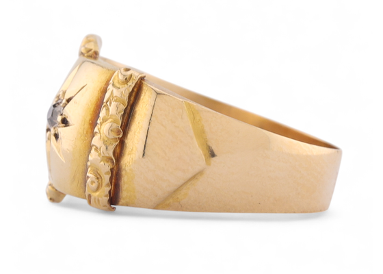 1907 Diamond Set Buckle Ring In 18kt Yellow Gold1907 Diamond Set Buckle Ring In 18kt Yellow Gold