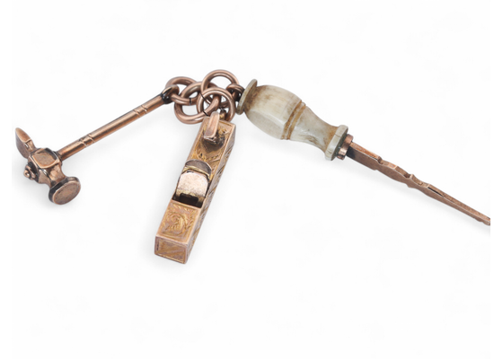 Antique Woodworkers Miniature Set of Tools Pendant In 9kt Yellow Gold