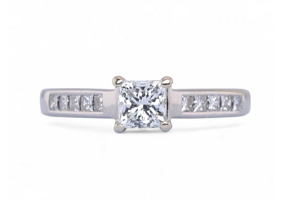 A princess cut diamond solitaire ring