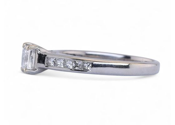A princess cut diamond solitaire ring