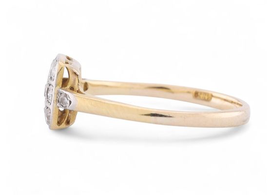 Early Art Deco Diamond Set Square Panel Ring In 18kt Yellow Gold And Platinum