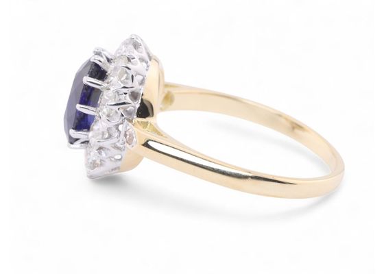 Sapphire and Diamond Cluster Ring