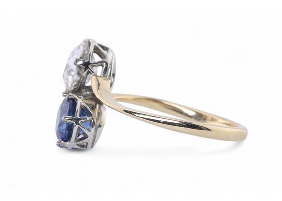 Sapphire and Diamond Toi et Moi Ring
