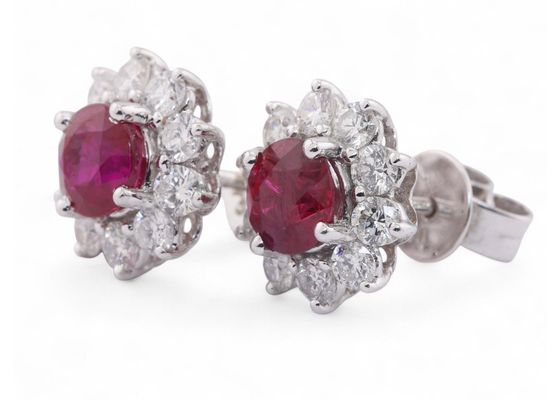 Ruby and Diamond Cluster Earrings