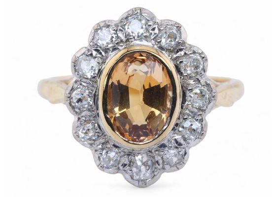 Imperial Topaz and Diamond Cluster Ring