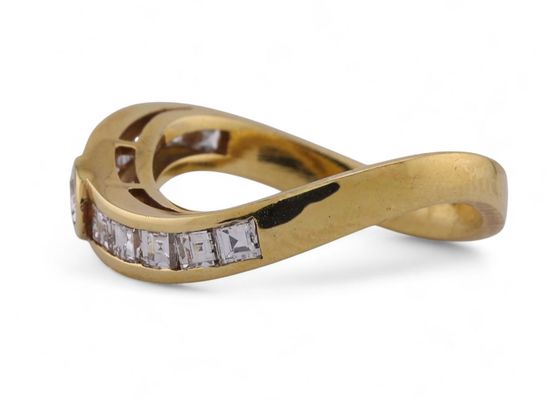 Modern Asymmetrical Channel Set Diamond Band In 18kt Yellow Gold