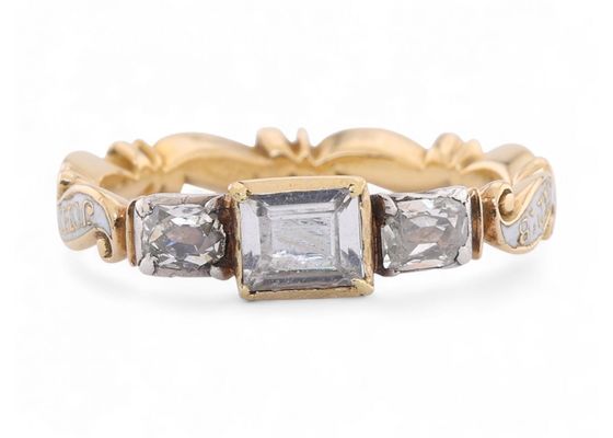 Rock crystal and Diamond Mourning Ring