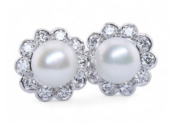Pearl and Diamond Earrings