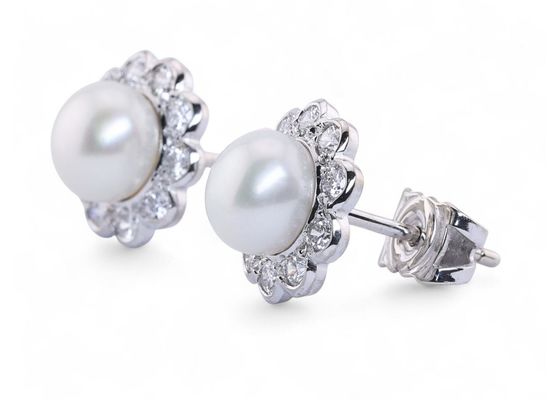 Pearl and Diamond Earrings