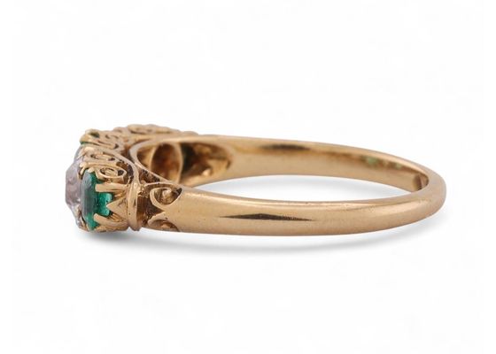 Emerald and Diamond 5-Stone Ring