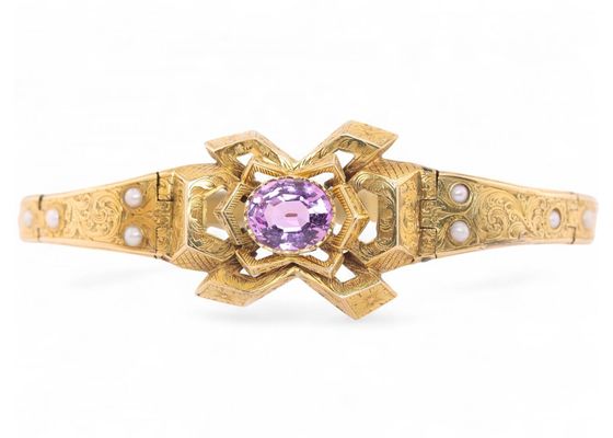 Gold Topaz and Pearl Bangle