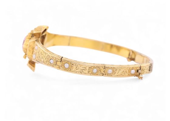 Gold Topaz and Pearl Bangle