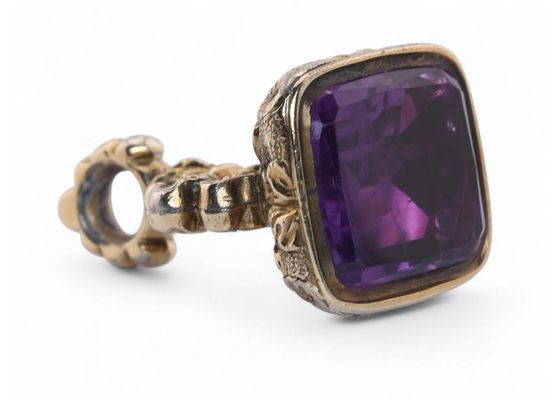 Antique Gilded Fob set with Amethyst