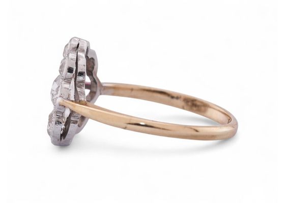 Edwardian Style Old Mine Diamond Daisy Cluster Ring In 18kt Gold And Platinum