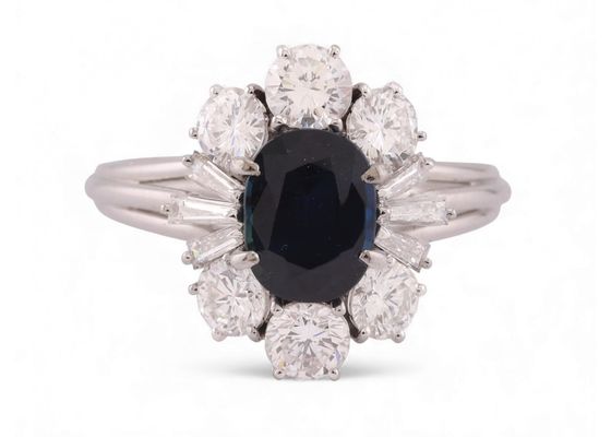 Sapphire and diamond Cluster ring