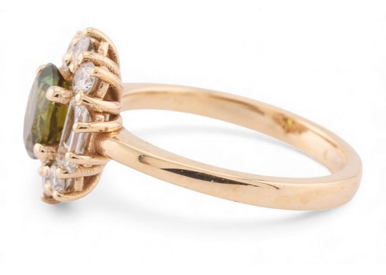 Tourmaline and diamond cluster ringTourmaline and diamond cluster ring