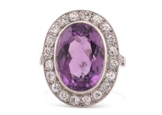Amethyst and Diamond Cluster Ring
