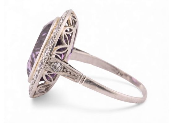 Amethyst and Diamond Cluster Ring