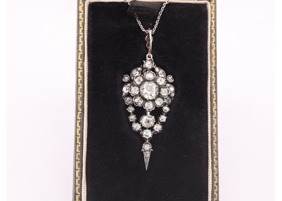Antique Diamond Pendant Necklace