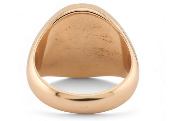 Vintage French Fleur De Lis Oval Signet Ring In 18kt Yellow Gold