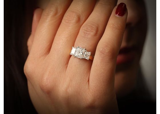 Radiant Cut Three Stone Diamond Ring