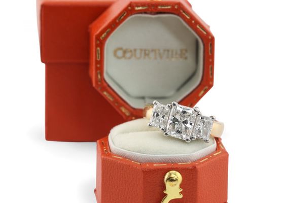 Radiant Cut Three Stone Diamond Ring