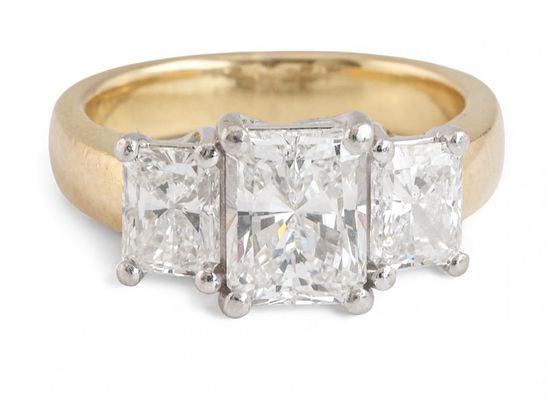 Radiant Cut Three Stone Diamond Ring