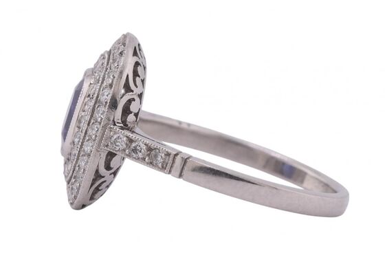 Art Deco sapphire & diamond tiered platinum ring