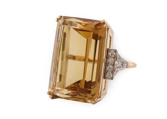 18ct Gold and Platinum Citrine and Diamond Cocktail Ring est 50ct
