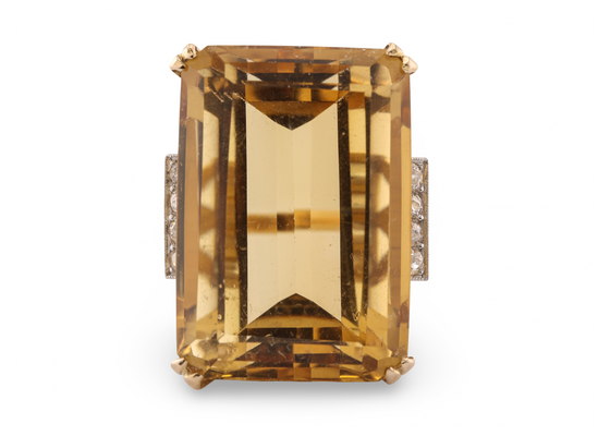 18ct Gold and Platinum Citrine and Diamond Cocktail Ring est 50ct