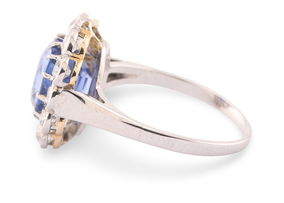 18ct White Gold Sapphire and Diamond Cluster Ring 2.8ct