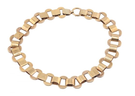 Retro chunky 15kt yellow gold architectural link necklace