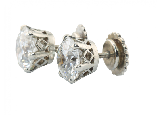 Platinum Diamond Stud Earrings 3.4ct