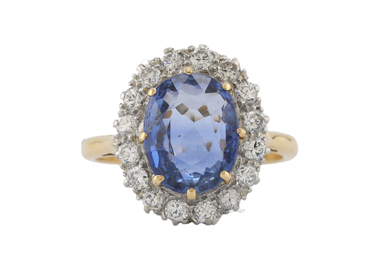 18ct Gold Sapphire and Diamond Cluster Ring