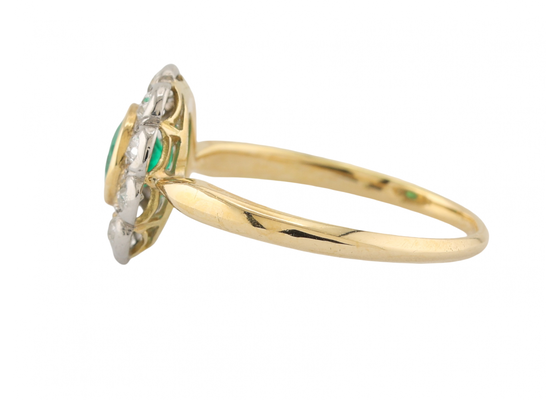 18ct Gold Emerald and Diamond Daisy Cluster Ring