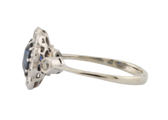 White Gold Sapphire and Diamond Daisy Cluster Ring