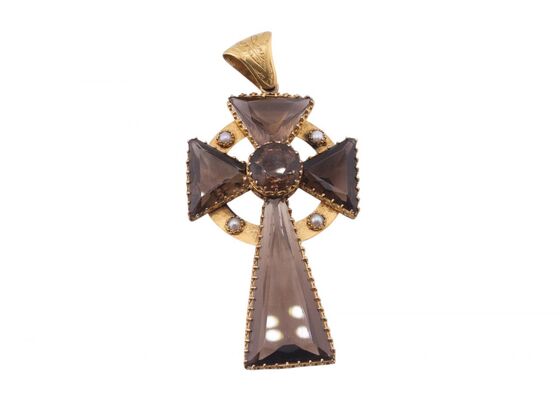 Victorian Celtic revival smoky quartz pendant