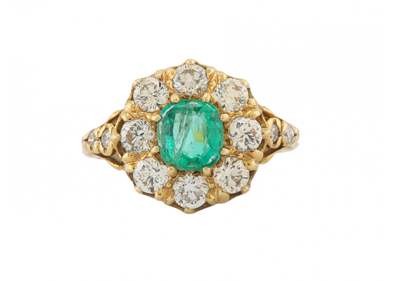 18ct Gold Emerald and Diamond Cluster Ring
