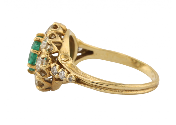 18ct Gold Emerald and Diamond Cluster Ring