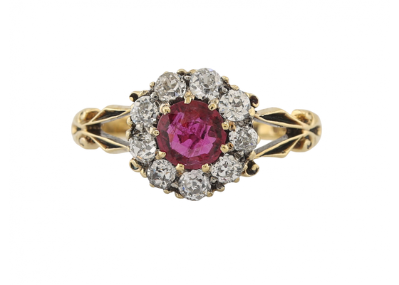 Victorian 18ct Gold Ruby and Diamond Cluster Ring