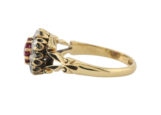 Victorian 18ct Gold Ruby and Diamond Cluster Ring
